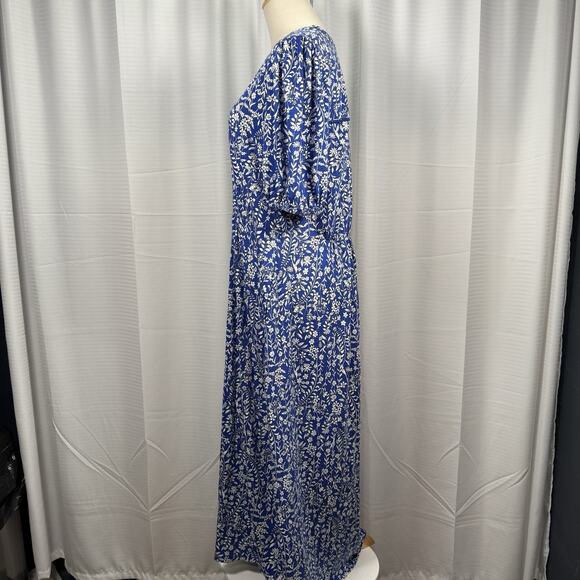 Boden Trim Detail Midi Dress Jersey Blue Floral Women’s Size 10 Regular - Picture 5 of 13